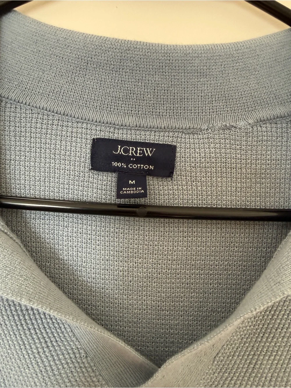 J.Crew Factory Cotton Waffle Johnny-Collar Sweater Polo Blue Men’s
